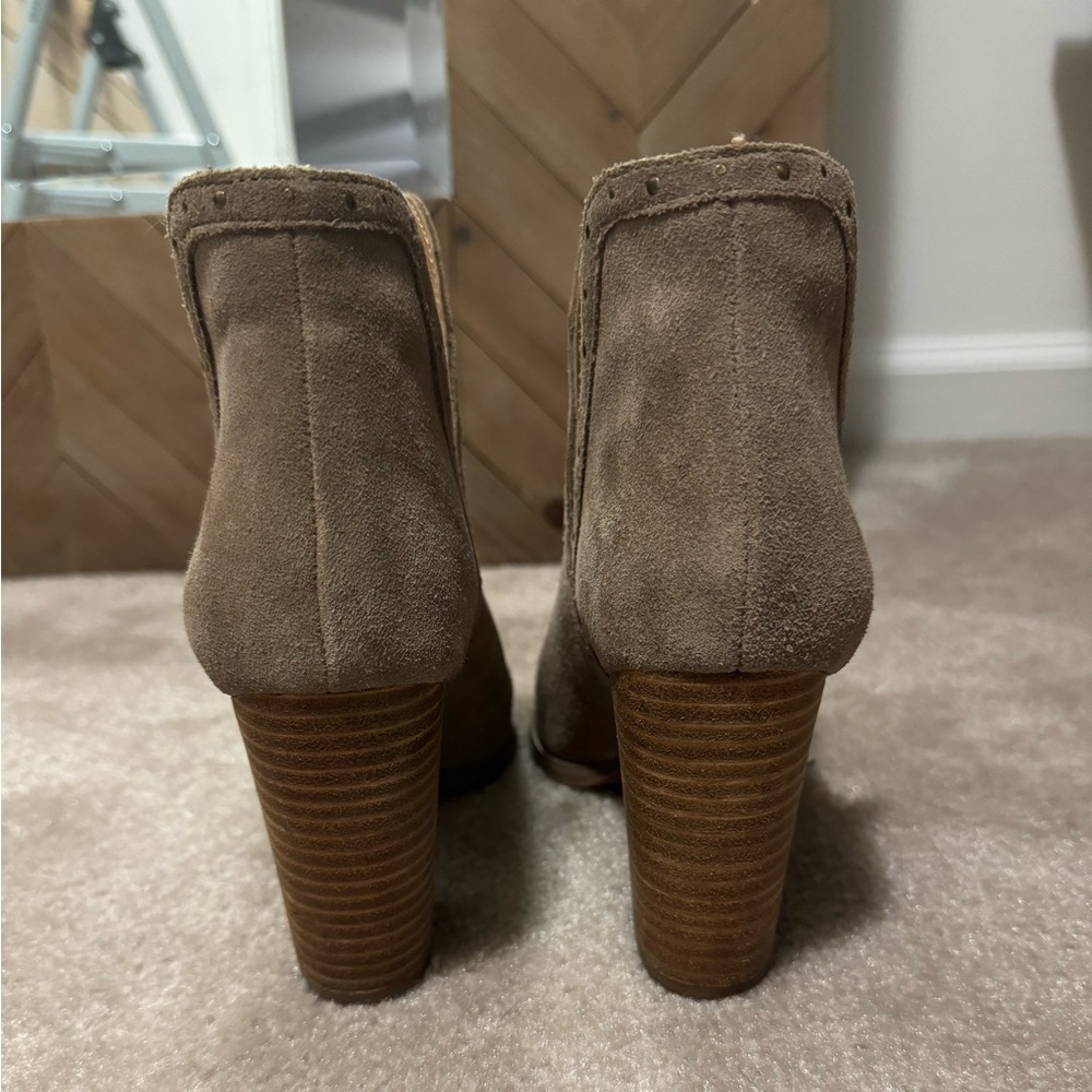 Lucky Brand Genuine Suede Peep Toe Booties - Picture 4 of 7